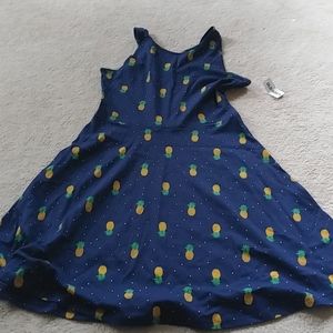 Children's navy blue pineapple print dress